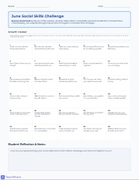 Summer Social Skills Growth Calendar