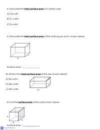 Rectangular Prism Surface Area and Volume Test