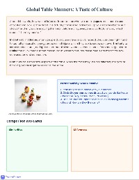 Comparing Table Manners Worldwide