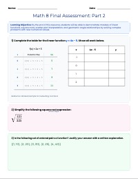 Math 8 Final Exam Practice Review