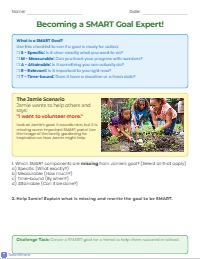SMART Goal Self-Assessment Exit Ticket