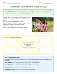 Getting Ready for Summer Break Paragraph Writing