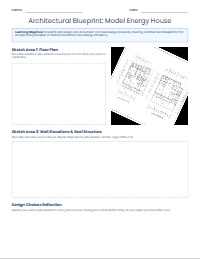 Energy House Blueprint Design Worksheet