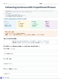 Prepositional Phrase Practice Packet