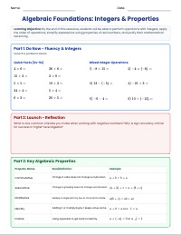 Mastering Integer Operations and Algebraic Foundations