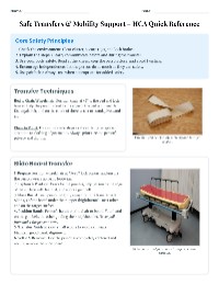 Safe Transfers and Mobility Support Guidelines