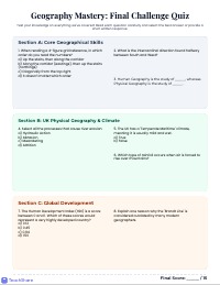 Year 7 Geography Comprehensive Revision Worksheet