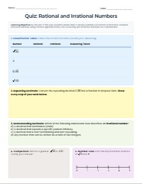 8th Grade Real Numbers Proficiency Quiz