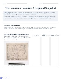 Regional Overview of the American Colonies