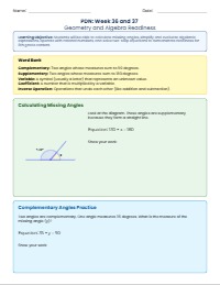 8th Grade Math Skills Entrance Ticket