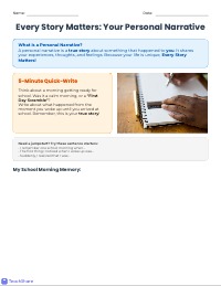 Defining Narrative: Quick-write Reflection