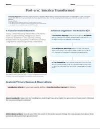 2nd - 9/11 and the Evolution of American Policy