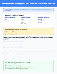 Mi Casa: My House Bilingual Homework Packet