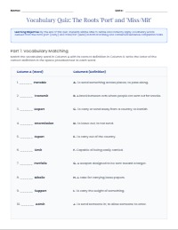 Greek and Latin Roots Vocabulary Quiz