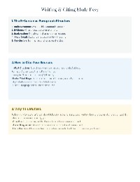 MLA Format Cheat Sheet