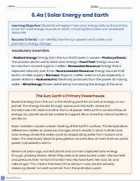 6.4a | Solar Energy and Earth