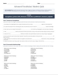 Mastery Vocabulary Assessment: Nuanced Expressions