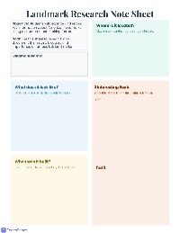 American Landmarks Note Sheet