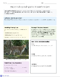 Saving Endangered Species Research Project