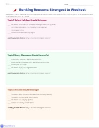 Ranking Reasons: From Weakest to Strongest