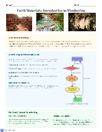 Earth's Weathering Processes