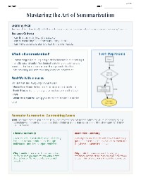 3U6W1 Mastering Summarization Skills