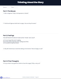 Create activity worksheets for the attached story