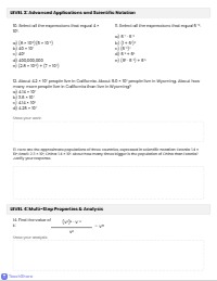 Exponents & Scientific Notation Form B