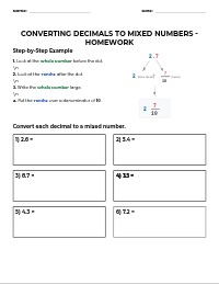 Converting Decimals to Mixed Numbers Tenths