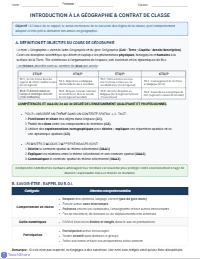 Introduction au Cours de Géographie : Contrat de Classe