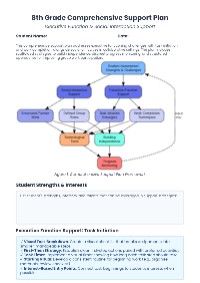 8th Grade Support Plan Overview