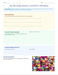 Sixth Grade Year-End Reflection Journal