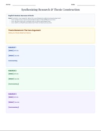 Synthesizing Sources: Building Your Research Argument