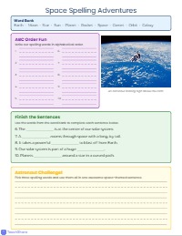 Exploration: Space Vocabulary and Spelling