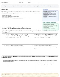 add in scaffolding, sentence frames, vocabulary, steps list as well as a place to put notes or things to remember on the test