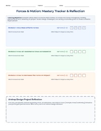 Motion and Forces Student Self-Assessment Tracker