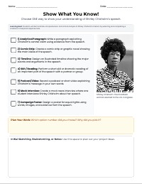 Shirley Chisholm Speech: Show What You Know