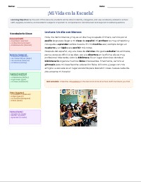 Un Día en la Escuela: Vocabulario y Comprensión