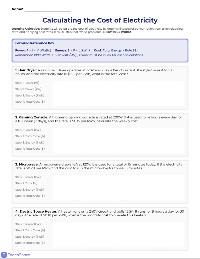 Electricity Cost Calculations