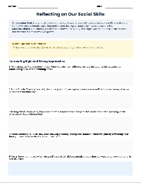 Social Awareness Reflection Sheet