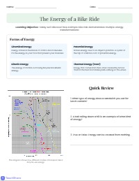 Energy Transformations in Cycling
