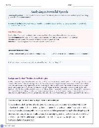 Speech Analysis: Central Ideas and Purpose