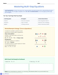 Algebra Adventures: Solving Multi-Step Equations Choice Board