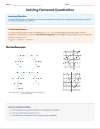 Finding Zeros from Factored Quadratic Equations