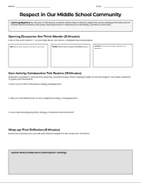 Respect in Action: Advisory Lesson Plan