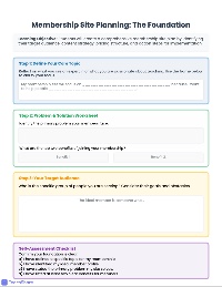 Membership Planning Workbook