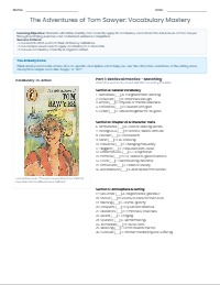 Adventures of Tom Sawyer Vocabulary Mastery