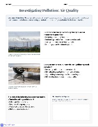 Investigating Pollution and Solutions