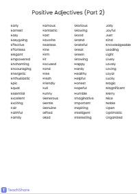 Positive Adjectives List