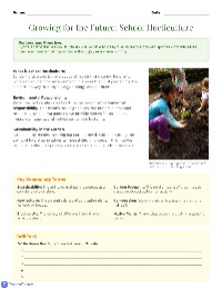 School Horticulture and Sustainability